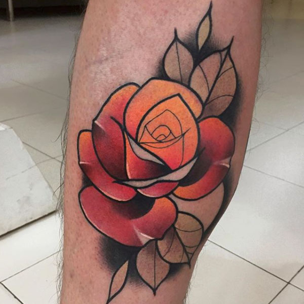 neo traditional rose tattoo